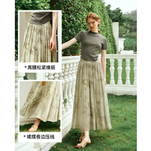 OLrain欧芮儿国风半身裙女夏季2024年新款慵懒感气质印花中长裙 商品图3