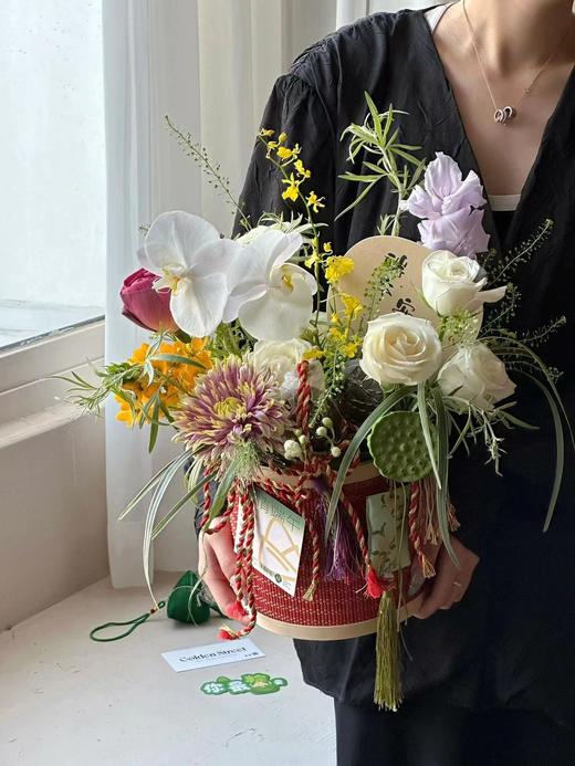 红色竹编花篮 商品图5