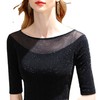 中袖t恤性感透视亮丝网纱衫，气质一字肩上衣SG-T1Q1414 商品缩略图4