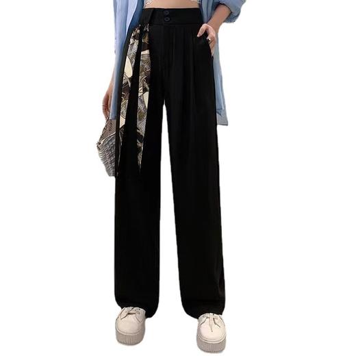 「送丝带！拼团同款」粉色西装裤子女春夏季 高腰窄版垂坠感直筒阔腿裤女下装 商品图4