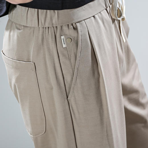 DRONKOO 2024 撞色抽绳右袋侧唛后贴袋小直筒针织薄休闲长裤 商品图4