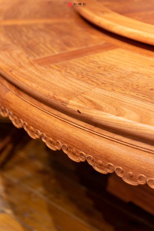 红桥红  家具严选  缅甸花梨(大果紫檀）  【238花边底座圆餐桌 十三件套 】 商品图1
