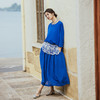 绽放259朵【入蓝系列】高端天丝苎麻法式大裙摆松紧腰休闲半身裙 商品缩略图0