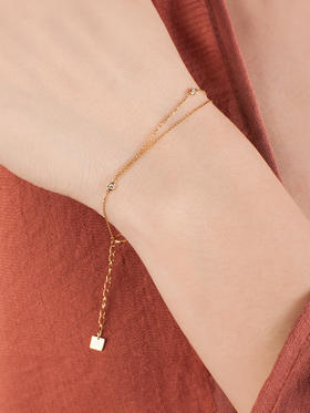 LUCINE 双层钻石手链18k黄金链可调节简约百搭款日式精致