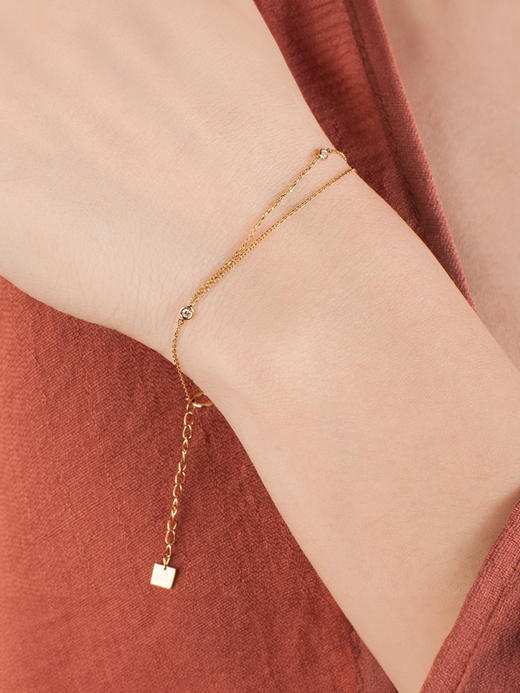 LUCINE 双层钻石手链18k黄金链可调节简约百搭款日式精致 商品图0