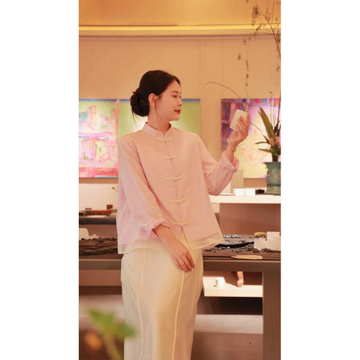 【抖音专属】立领小衫（24710503退红） 商品图7