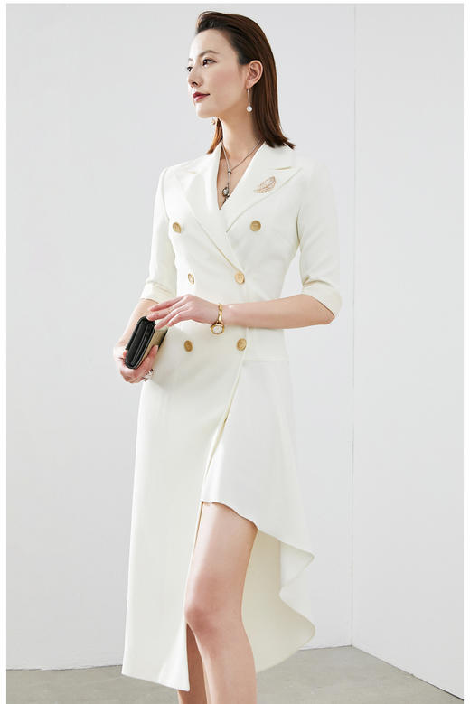 “刚柔并济” J20183885A颈袖添香季时尚OL优雅气质职场装包臀裙修身女士连衣裙七分袖 商品图1