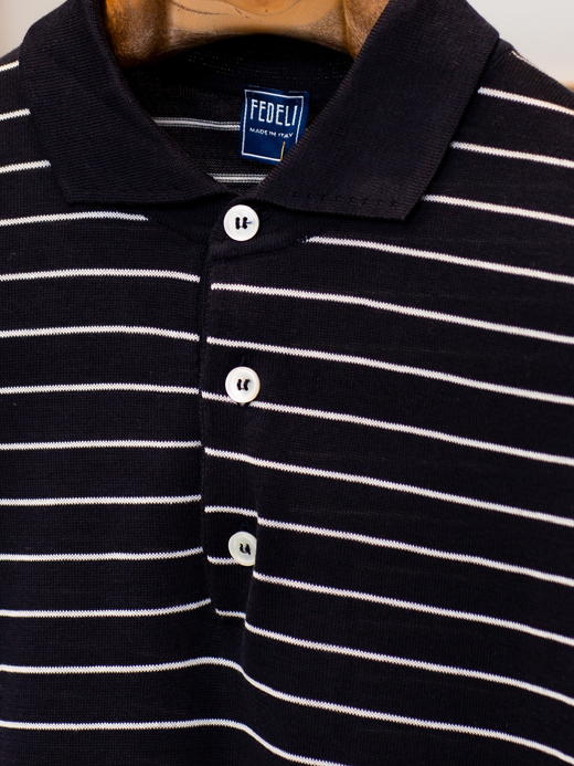 Fedeli 黑色条纹长袖Polo 商品图2