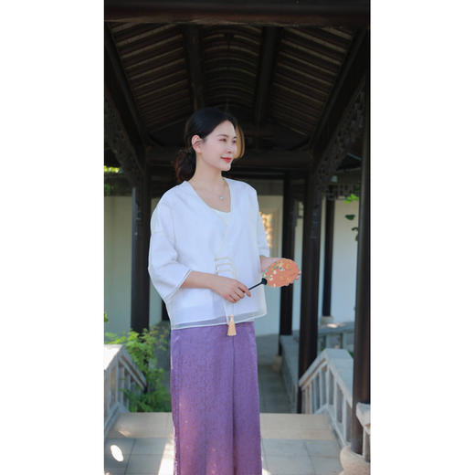 【抖音专属】-山青雾-斜襟小衫（24710516-山矾） 商品图2