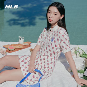 MLB女时尚满标长款翻领T恤短袖23年春夏新款3FOPM0233