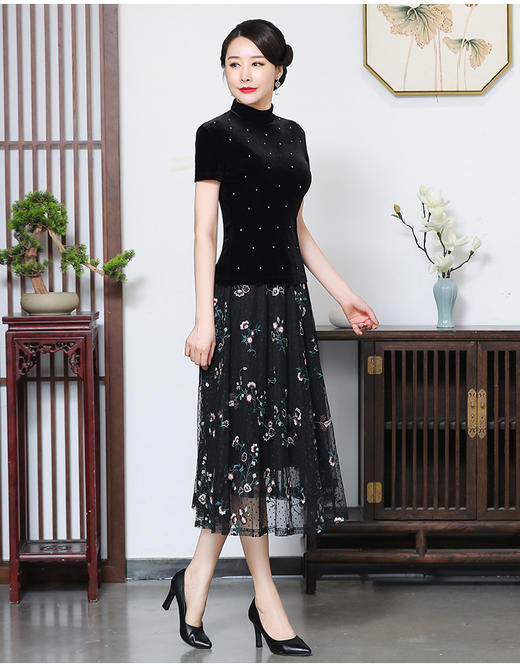 妈妈装蕾丝裙子套装MY5889 商品图0