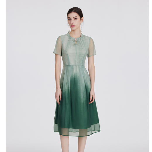 司歌国风渐变短袖连衣裙优雅新中式A891001X 商品图1