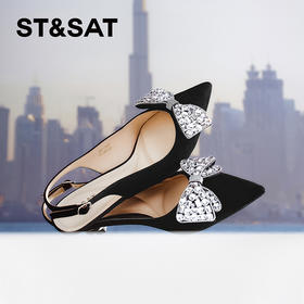 星期六时髦尖头闪钻蝴蝶结中后空SSC11140Q7