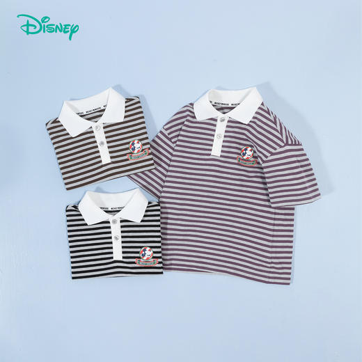 迪士尼【米奇条纹POLO衫】夏季T恤男童经典条纹百搭冰爽短袖上衣HSND24011 商品图1