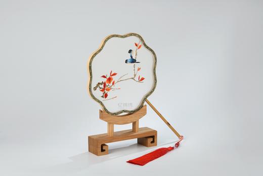 蜀绣双面宫扇-红叶双雀 商品图2
