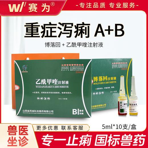 兽用 重症泻痢A+B博落回乙酰甲喹注射 液猪牛羊马止痢腹泻肠炎药 商品图0