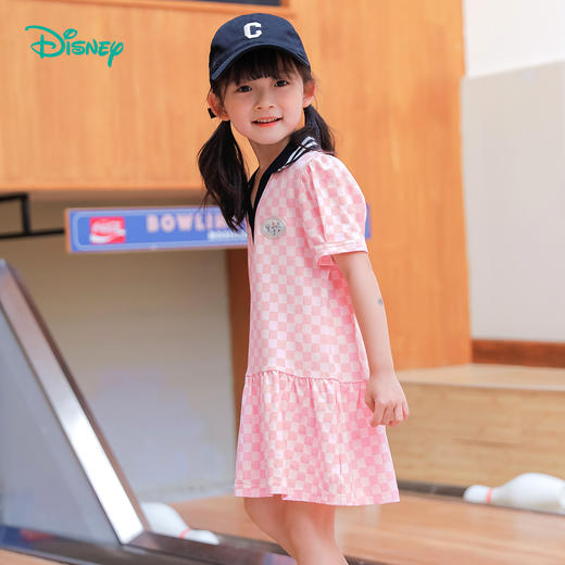 迪士尼【凉爽透气&翻领运动裙】女童连衣裙夏季儿童学院风清凉格纹裙子232DQ0253 商品图1
