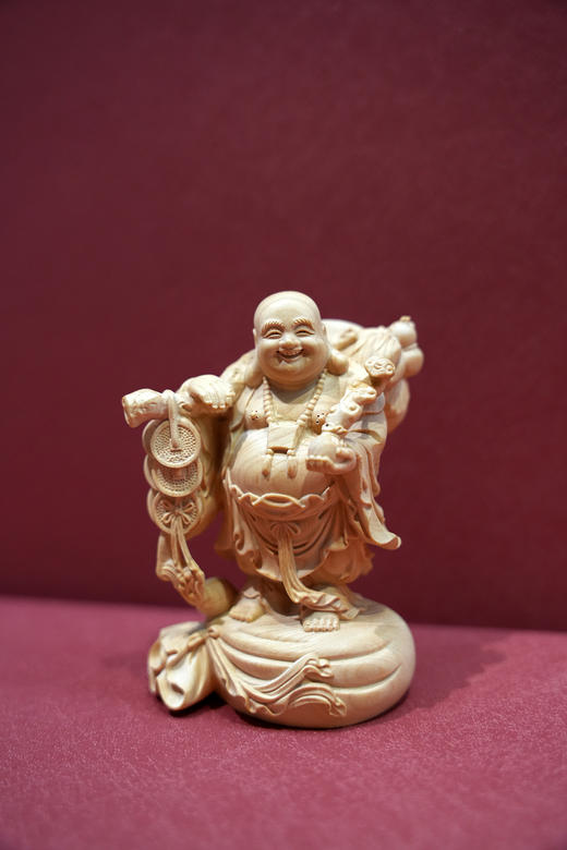 招财弥勒（手持如意）°黄杨木雕摆件 商品图2