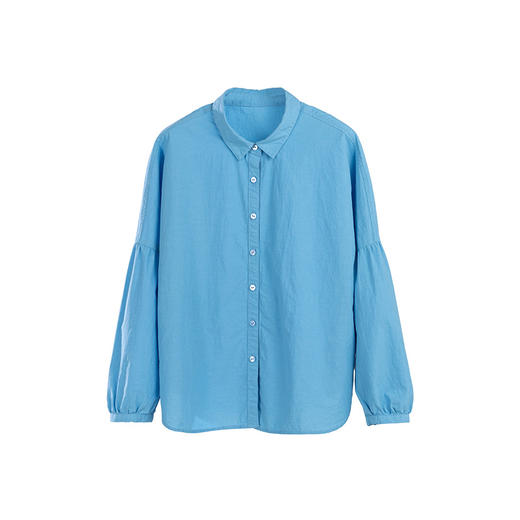 * 绽放装397朵【入蓝系列】海蓝色高端汉麻棉海边度假灯笼长袖衬衫 商品图4