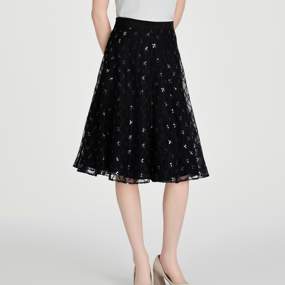 司歌刺绣半裙网纱修身伞裙C891017X