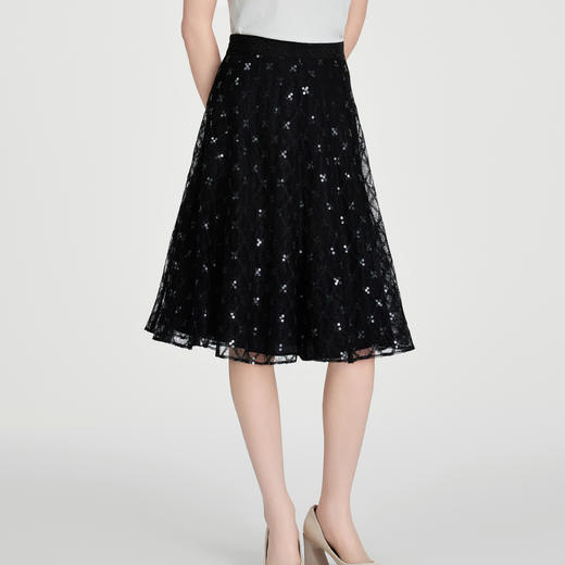 司歌刺绣半裙网纱修身伞裙C891017X 商品图0