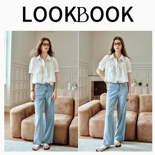 OLrain欧芮儿米白色短袖衬衫女夏季2024年新款设计感气质通勤上衣 商品图4