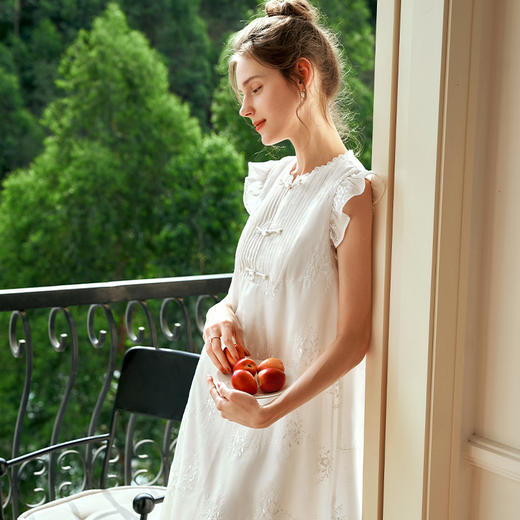 OLrain欧芮儿法式连衣裙女夏季2024年新款新中式盘扣小飞袖长裙 商品图1