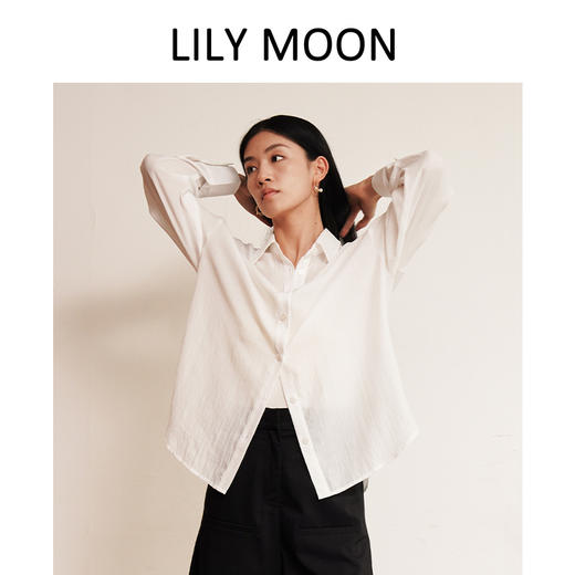 LILY MOON简约廓形醋酸长袖衬衫 商品图0