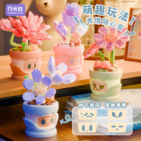 兼容乐高教师节情人节日积木花多肉盆栽情绪变脸花语拼装玩具