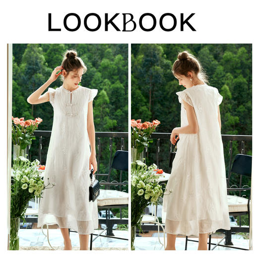 OLrain欧芮儿法式连衣裙女夏季2024年新款新中式盘扣小飞袖长裙 商品图4