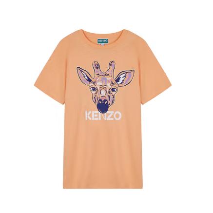 高田贤三（KENZO） 女童橙色棉质印花圆领短袖连衣裙 K12297 57A 商品图0