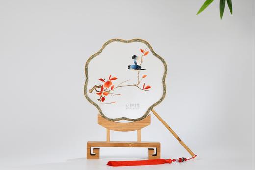 蜀绣双面宫扇-红叶双雀 商品图1