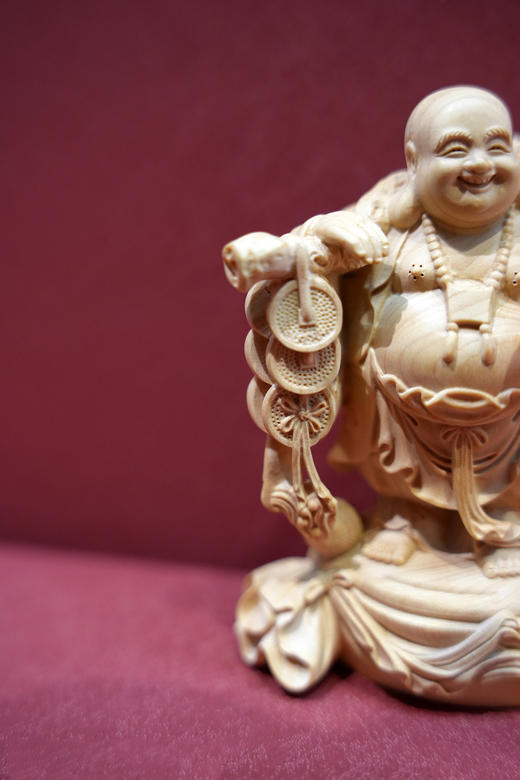 招财弥勒（手持如意）°黄杨木雕摆件 商品图5