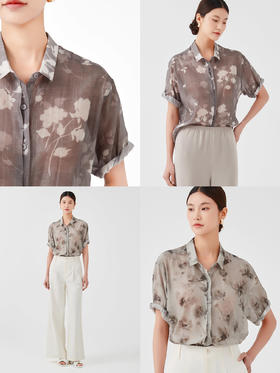卷袖印花短袖衬衫|莱赛尔纤维的浪漫花语