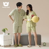 【轩尼小熊联名】自然醒贴贴熊睡衣女夏季纯棉可爱短袖短裤男士套装情侣家居服外穿卡通JLM 商品缩略图0