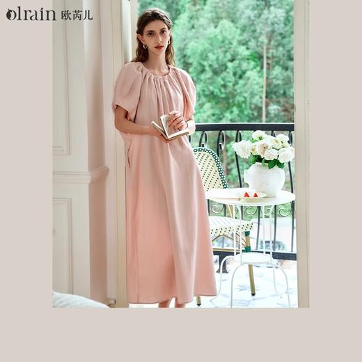 OLrain欧芮儿法式粉色连衣裙女夏季2024年新款慵懒宽松度假风长裙 商品图0