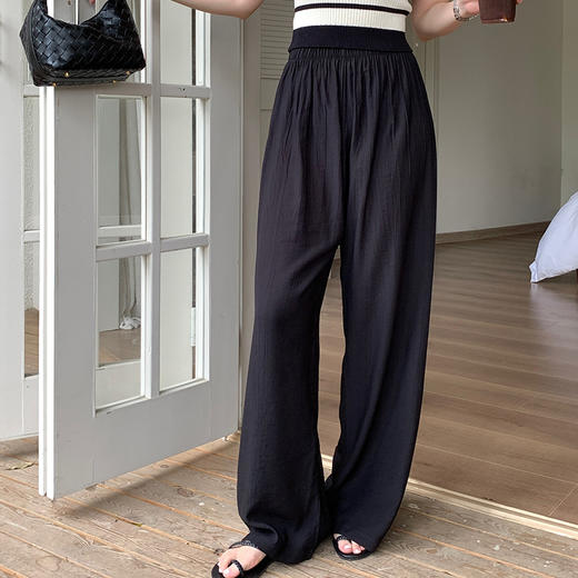 肌理纹微压皱宽松轻薄长裤 商品图2