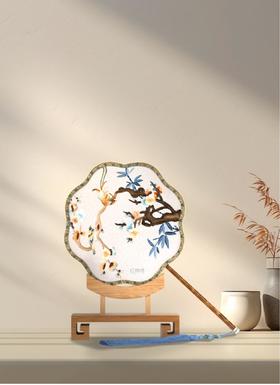 蜀绣双面宫扇-喜上眉梢