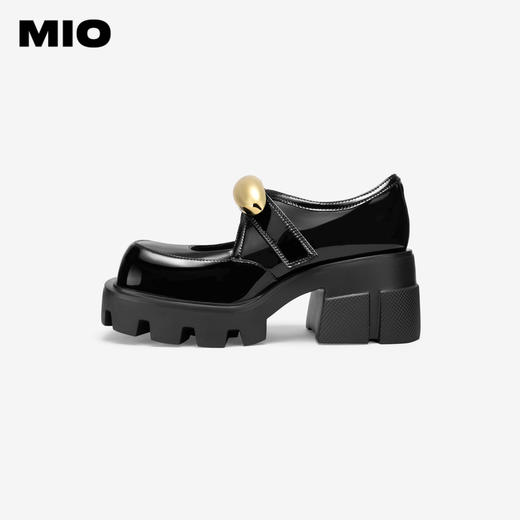 MIO米奥秋季圆头粗跟单鞋金属饰扣复古少女玛丽珍鞋女鞋M244430263 商品图1