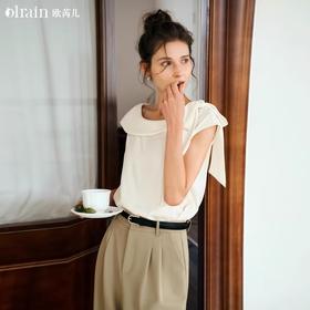 OLrain欧芮儿法式雪纺衫女夏季2024年新款百搭设计感蝴蝶结上衣
