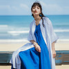 绽放354朵/【入蓝系列】宝蓝色V领吊带裙海边旅游度假棉麻连衣裙 商品缩略图2