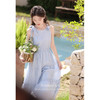 鹿向南《海雾小苍兰》法式无袖挂脖连衣裙女夏新款收腰吊带裙L35253 商品缩略图0