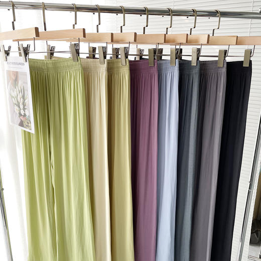 【轻薄垂顺 自带空调风凉感！】2024夏季薄宽松简约风冰丝阔腿裤女高腰防晒垂感休闲运动 长裤装 商品图1