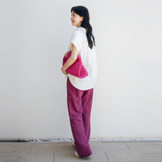 绽放旅行女装342朵/2024夏季新款白色宽松翻领连身袖棉麻衬衫 商品图3