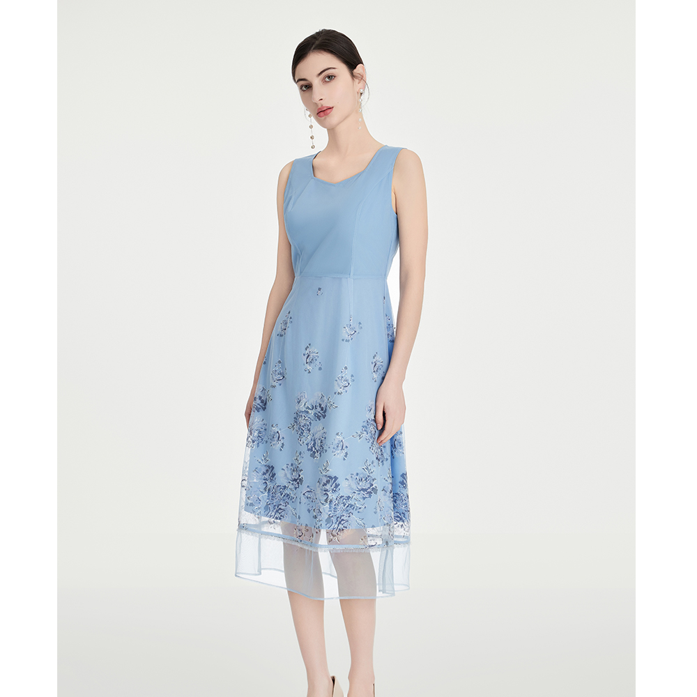 司歌背心连衣裙修身印花显瘦知性A891022X