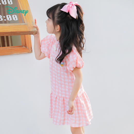 迪士尼【国潮&旗袍风】女童旗袍裙连衣裙夏季款轻薄透气满印格纹淑女裙232DQ0234 商品图3