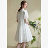 波西米亚文艺绣花连衣裙女2024夏季荷叶边立领花边小白裙V1140943 商品缩略图4