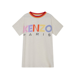 高田贤三（KENZO） 女童米色棉质KENZC印花圆领短袖连衣裙 K12307 C17
