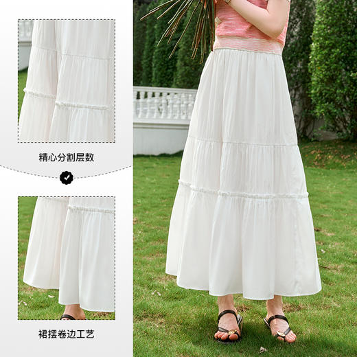 OLrain欧芮儿白色半身裙女夏季2024年新款度假风气质仙女蛋糕裙 商品图3