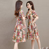 短袖圆领印花连衣裙，洋气收腰中长款A字裙QYM- JJ-HB246623-Y 商品缩略图2